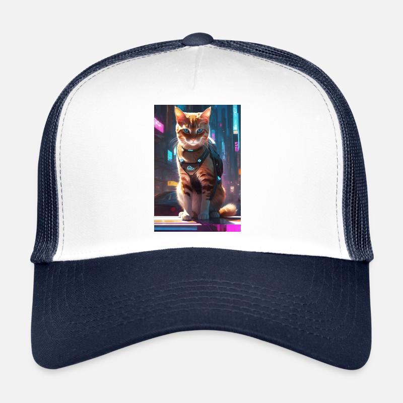 Cyberpunk Cat Trucker Cap