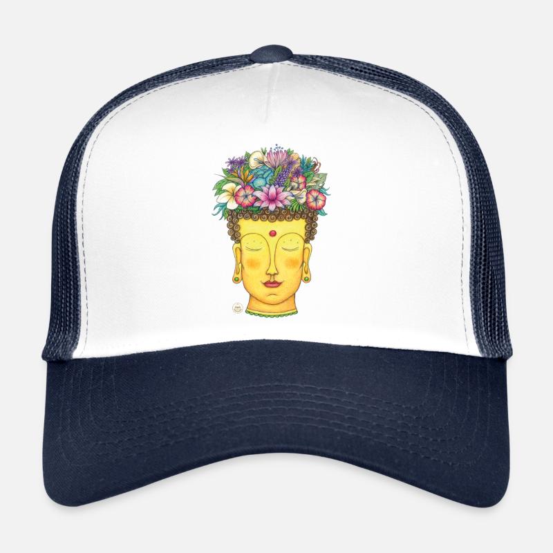Sois simplement, Bouddha, Méditation, Yoga - Casquette trucker - blanc/marine