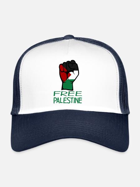 Drapeau de la Palestine gratuit Palestine vert - Casquette trucker  - blanc/marine - Devant