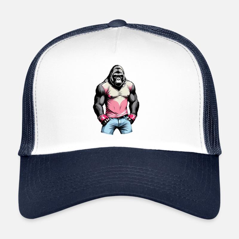 Boxen Gorilla Boxershorts - Trucker Cap - Weiß/Navy