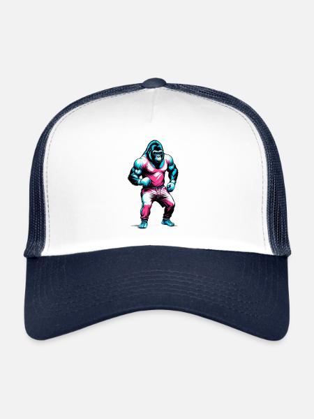 Boxing Gorilla Boxer - Trucker Cap - white/navy - Front