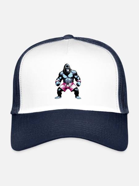 Boxing Gorilla Boxer - Trucker Cap - white/navy - Front