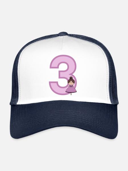 Number 3 - Trucker Cap - white/navy - Front