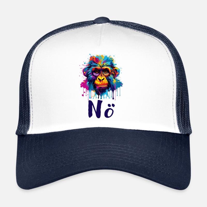 NÖ Affe NEIN - Trucker Cap - Weiß/Navy