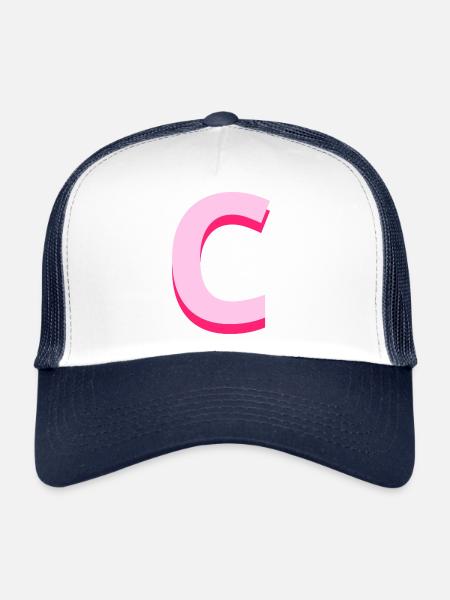 Letter c pink pop and modern - Trucker Cap - white/navy - Front