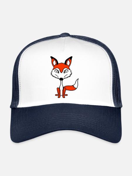 Renard Mauvais œil Dangereux Fou Animal sauvage - Casquette trucker  - blanc/marine - Devant
