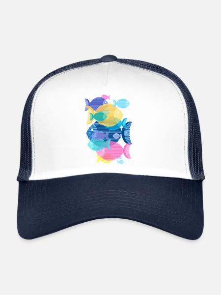 Pisces (Shoal, Pattern) - Trucker Cap - white/navy - Front