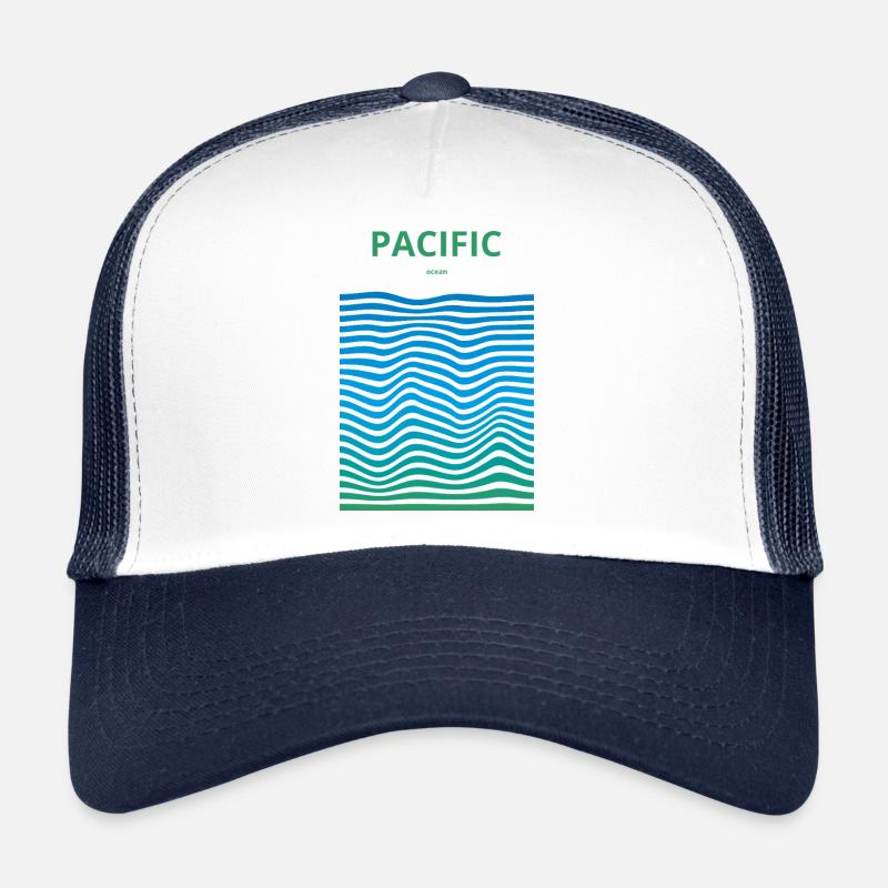 Distorded Oceans: Pacific - Trucker Cap - white/navy