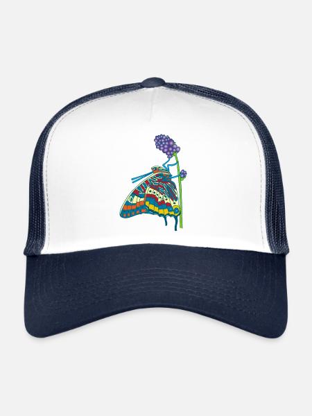 Butterfly and nature - Trucker Cap - white/navy - Front