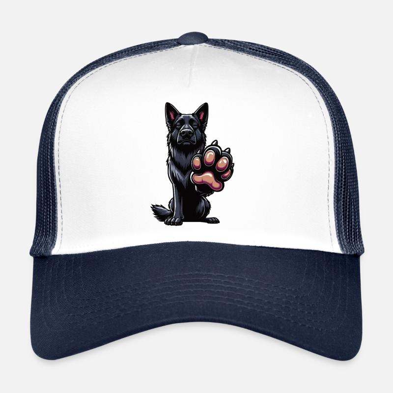 Schwarzer Schäferhund Schäferhundbesitzer  - Trucker Cap - Weiß/Navy