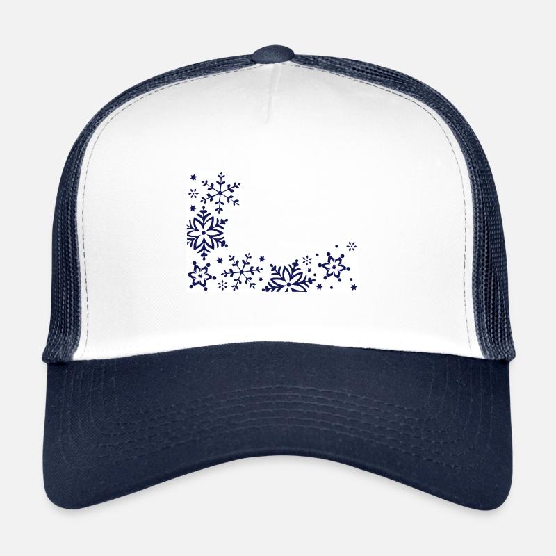 Schneeflocken blau und weiß - Trucker Cap - Weiß/Navy