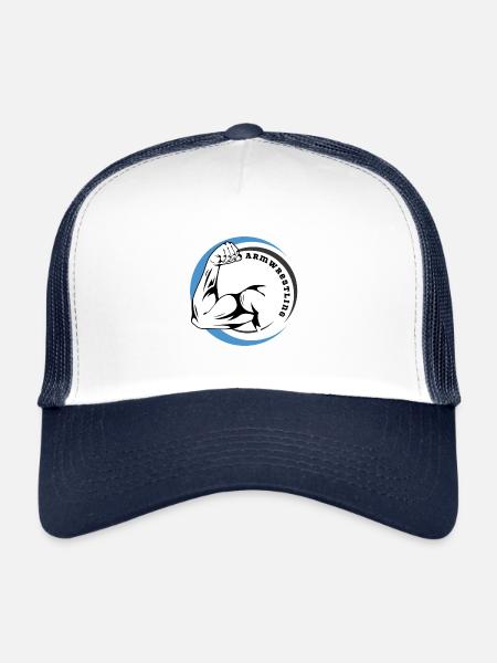 Armwrestling Logo Small - Trucker Cap - Weiß/Navy - Vorne