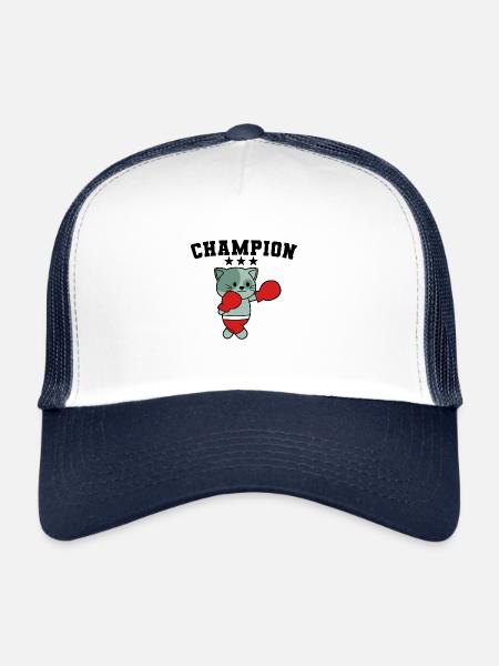 Champion boxing cat - Trucker Cap - white/navy - Front