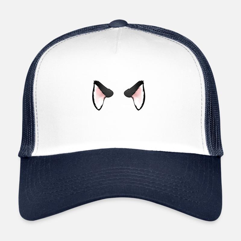 Oreilles de chat noir - Casquette trucker  - blanc/marine