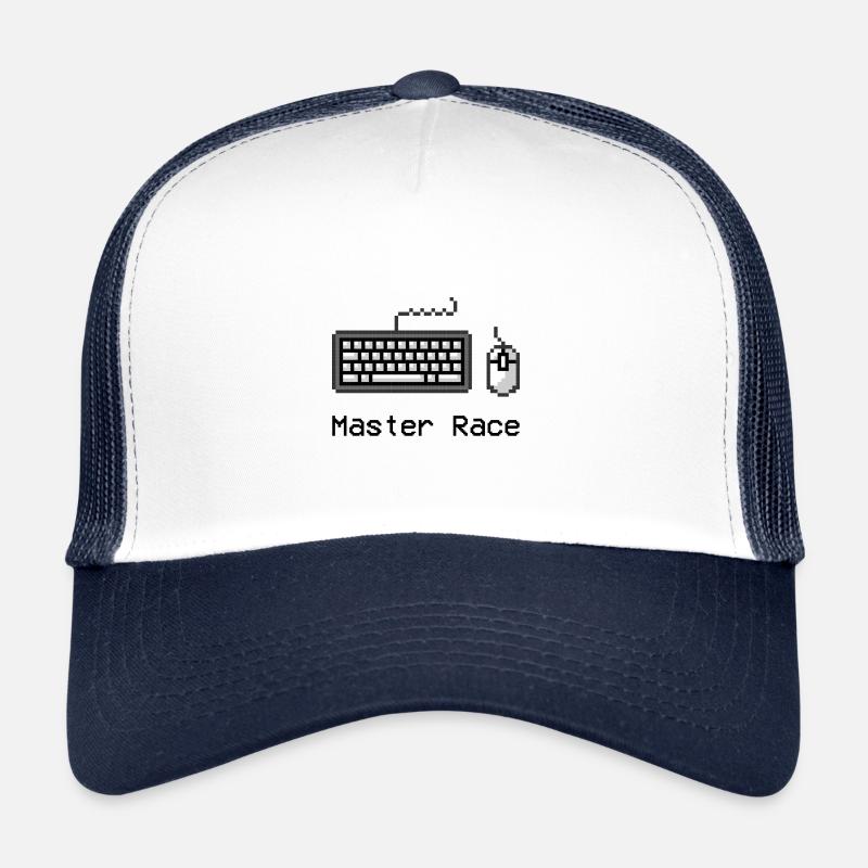 Master Race Keyboard Mouse Tastatur Maus Gaming - Trucker Cap - Weiß/Navy