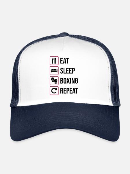 Eat Sleep Boxing Repeat - Trucker Cap - white/navy - Front