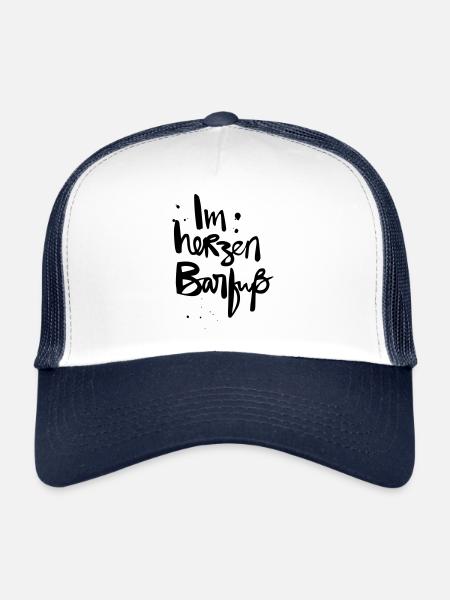 In the heart barefoot Funny summer saying - Trucker Cap - white/navy - Front