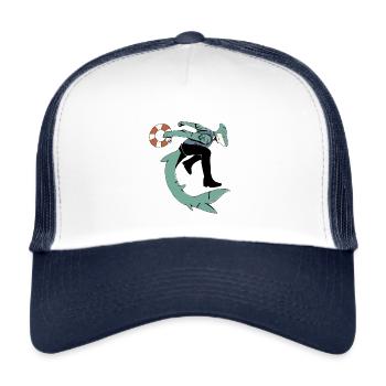 Hai-Typ! - Trucker Cap - Weiß/Navy - Vorne