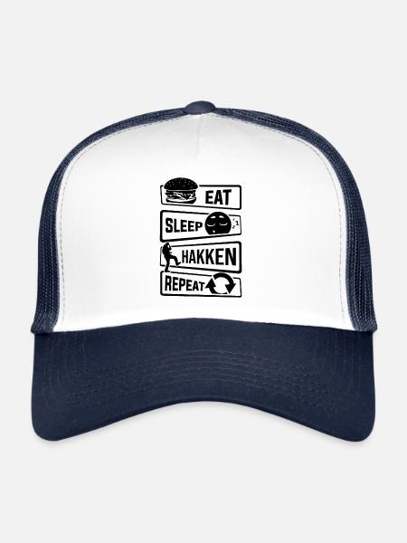 Eat Sleep Hakken Repeat - Gabber Hardstyle - Casquette trucker  - blanc/marine - Devant