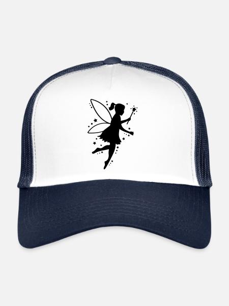 silhouette elfe de fée - Casquette trucker  - blanc/marine - Devant