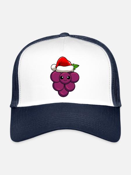Grapes Christmas Comic Xmas - Trucker Cap - white/navy - Front