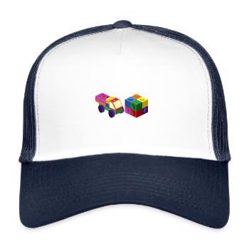 Master Builder Ziegel Meister Block Cub Auto Spielzeug Papa - Trucker Cap - Weiß/Navy - Vorne