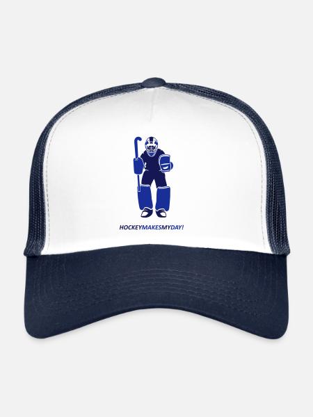 Gardien de but de hockey sur gazon - Casquette trucker  - blanc/marine - Devant