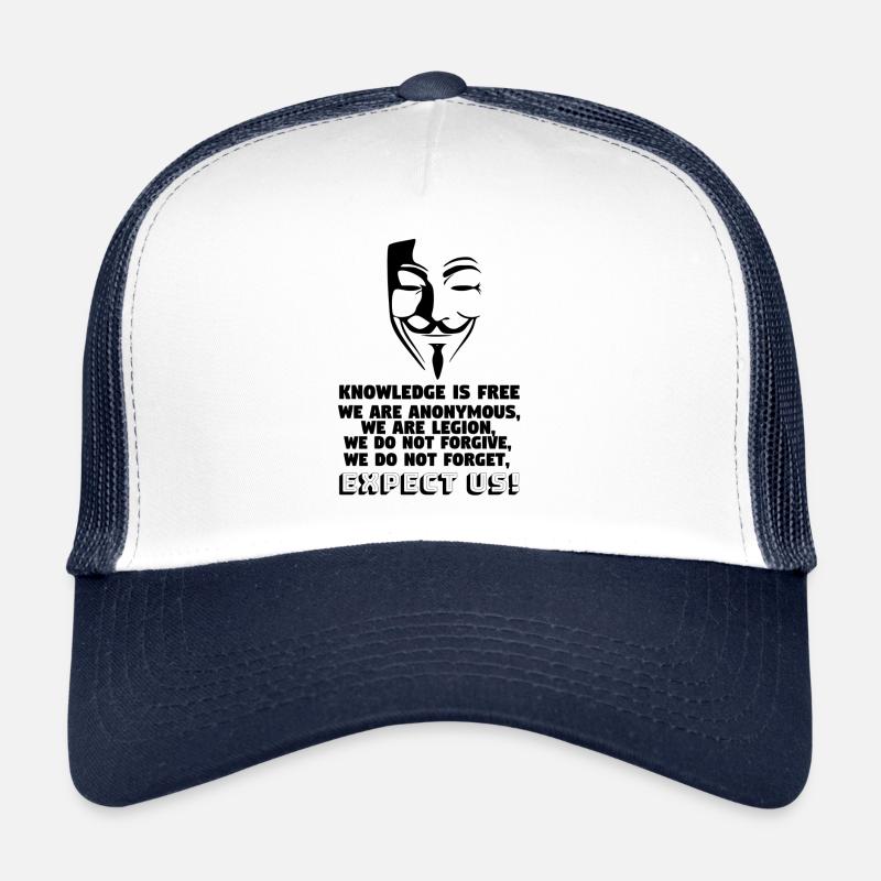 Anonymous Face & Slogan Trucker Cap