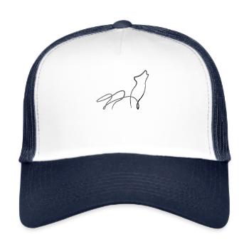 Wolf Minimal line animal rudel dog gift wolves - Trucker Cap - white/navy - Front
