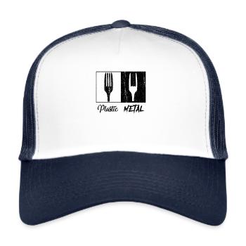 Lustiges heavy metal rocker gabel rock geschenk - Trucker Cap - Weiß/Navy - Vorne