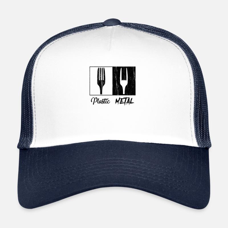 Lustiges heavy metal rocker gabel rock geschenk - Trucker Cap - Weiß/Navy