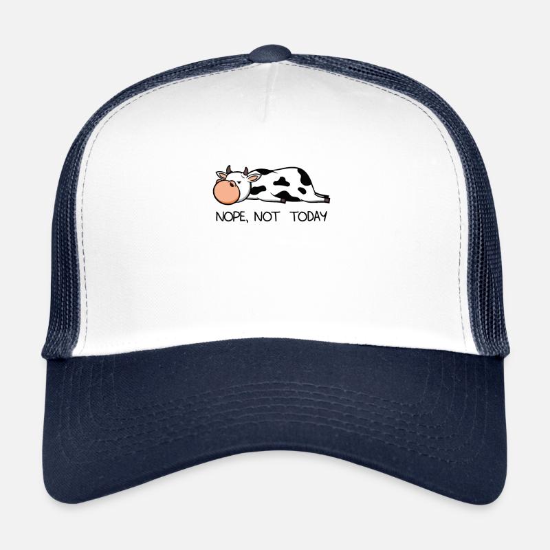 Lustige faule Kuh Kalb Nope Bauer Milch Geschenk - Trucker Cap - Weiß/Navy