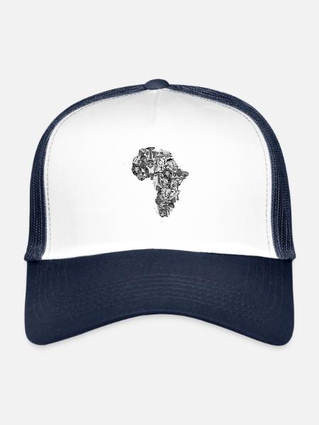 Afrique lion savane safari vacances cadeau desert - Casquette trucker  - blanc/marine - Devant