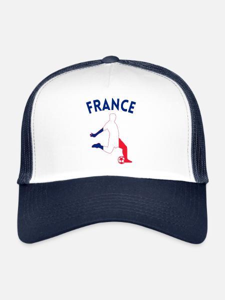 Idée cadeau Football Supporter France - Casquette trucker  - blanc/marine - Devant