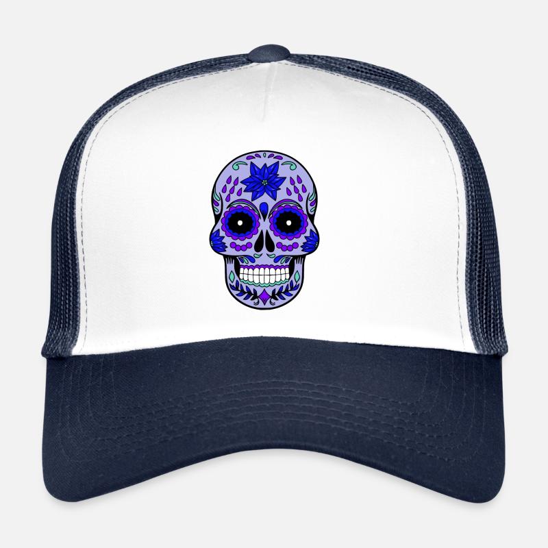 Sugar skull Schädel Halloween - Trucker Cap - Weiß/Navy