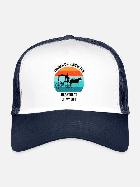 Calèche de cocher Calèche tirée par des chevaux Calèche - Casquette trucker  - blanc/marine - Devant