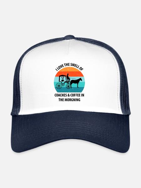 Coachman Carriage Horse-drawn carriage Coffee - Trucker Cap - white/navy - Front