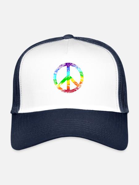 Peace signs rainbow peace cosmopolitan reggae - Trucker Cap - white/navy - Front