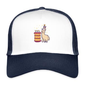 Happy birthday lama - Trucker Cap - white/navy - Front