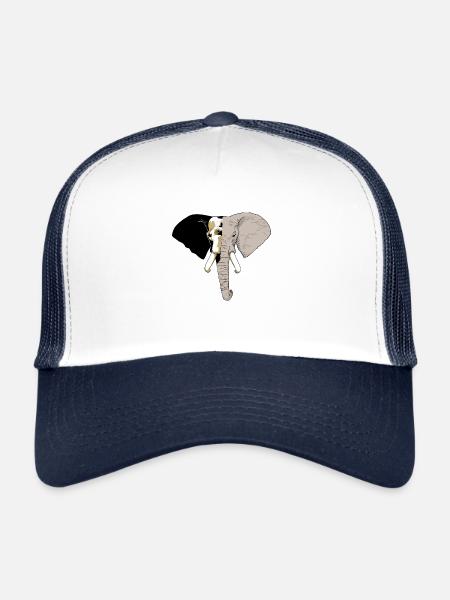 Majestic elephant with skull fade - Trucker Cap - white/navy - Front