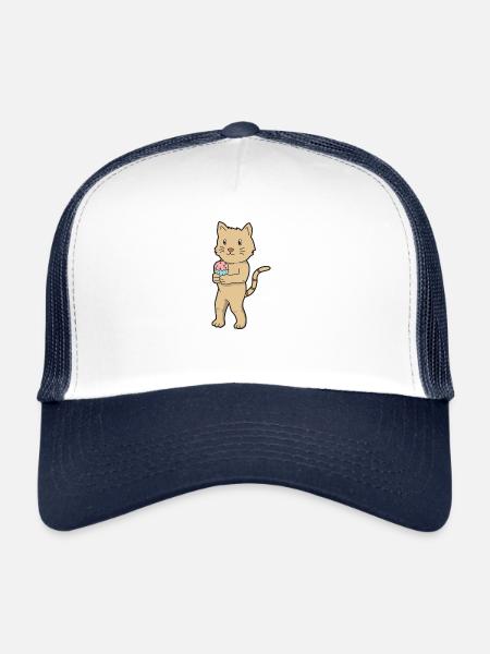 Gâteau de chat - Casquette trucker  - blanc/marine - Devant