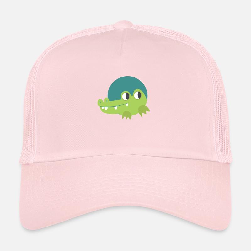 Cute Green crocodile in a circle Trucker Cap