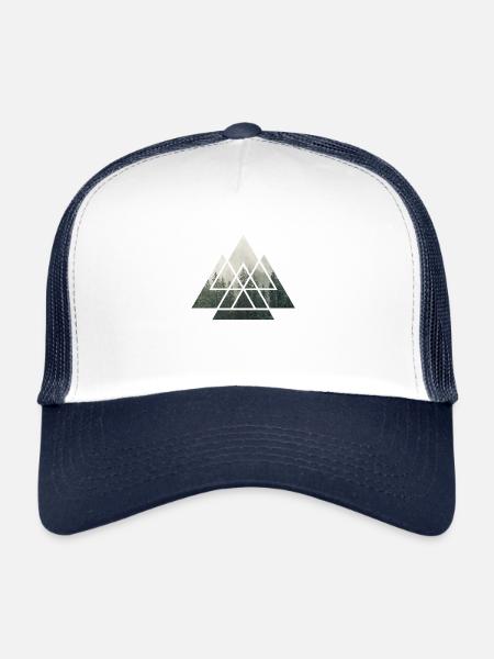 Géométrie de la nature forestière - Casquette trucker  - blanc/marine - Devant