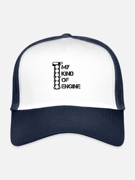 My kind of engine mécanicien cadeau voiture fans - Casquette trucker  - blanc/marine - Devant