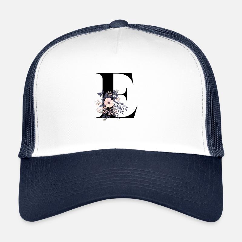 lettre E fleuris Casquette trucker 