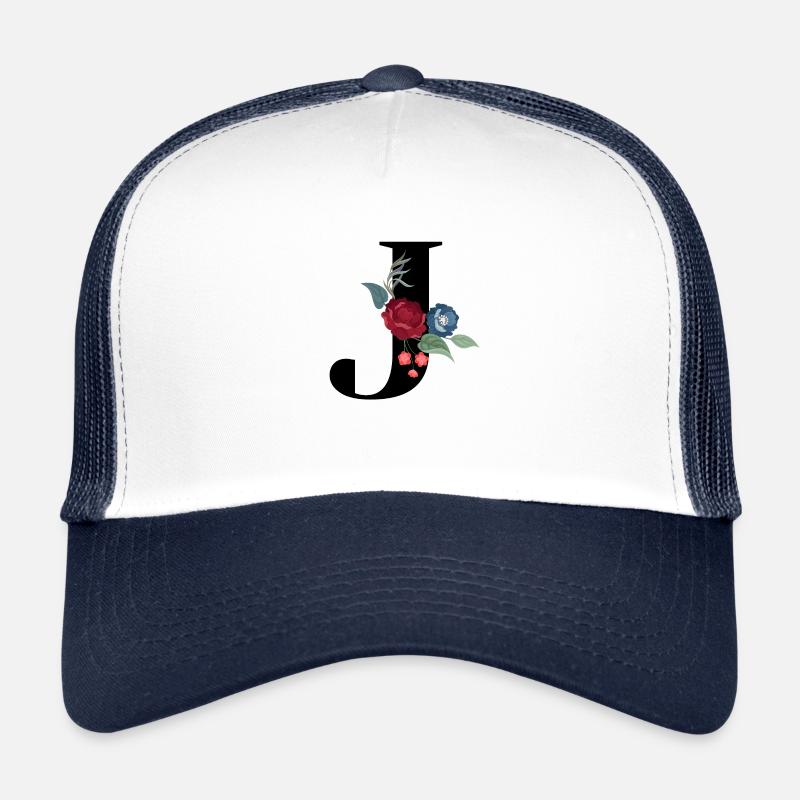 Buchstabe J blühende - Trucker Cap - Weiß/Navy
