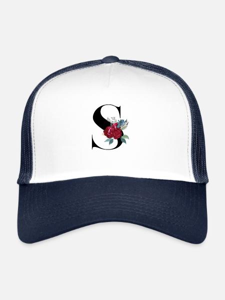 letter S bloomed - Trucker Cap - white/navy - Front