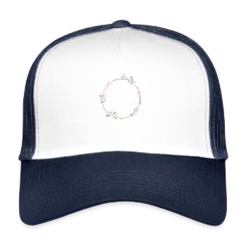 Flowers circle cherry blossoms customizable - Trucker Cap - white/navy - Front