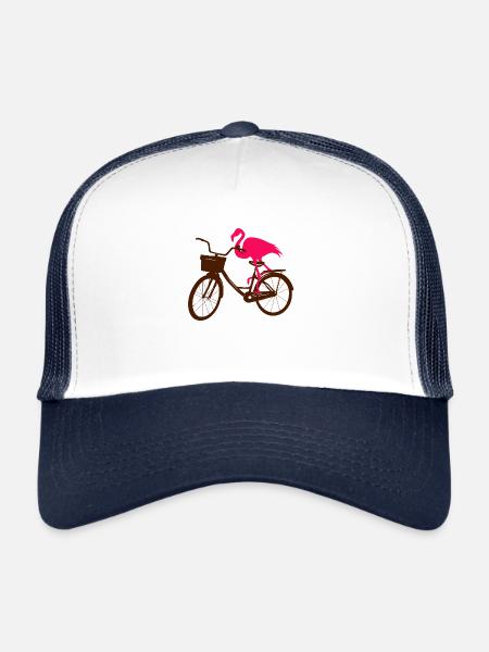 Flamingo Gift Cyclist Bicycle Sport - Trucker Cap - white/navy - Front
