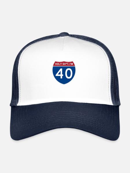 Holy Sh *t J’ai 40 ans - Casquette trucker  - blanc/marine - Devant